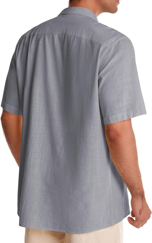Alimens & Gentle Cuban Linen Shirts for Men Short Sleeve Button Down Shirt Cotton Summer Beach Camp Vacation Hawaiian Shirts - Image 118