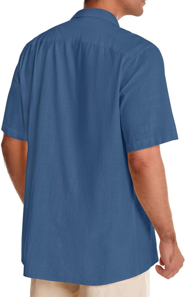 Alimens & Gentle Cuban Linen Shirts for Men Short Sleeve Button Down Shirt Cotton Summer Beach Camp Vacation Hawaiian Shirts - Image 123