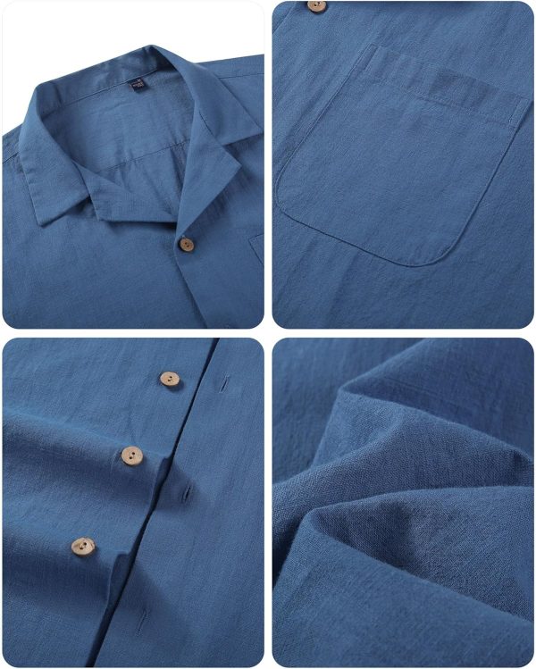 Alimens & Gentle Cuban Linen Shirts for Men Short Sleeve Button Down Shirt Cotton Summer Beach Camp Vacation Hawaiian Shirts - Image 125