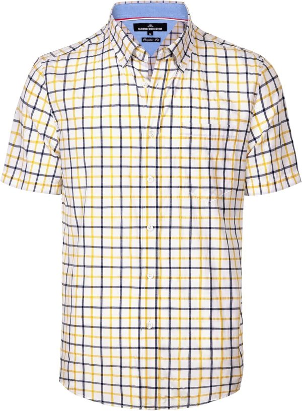 Alimens & Gentle Mens Plaid Short Sleeve Button Down Shirts Cotton Regular Fit Casual Gingham Shirts - Image 29