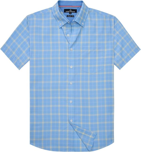 Alimens & Gentle Mens Plaid Short Sleeve Button Down Shirts Cotton Regular Fit Casual Gingham Shirts - Image 31