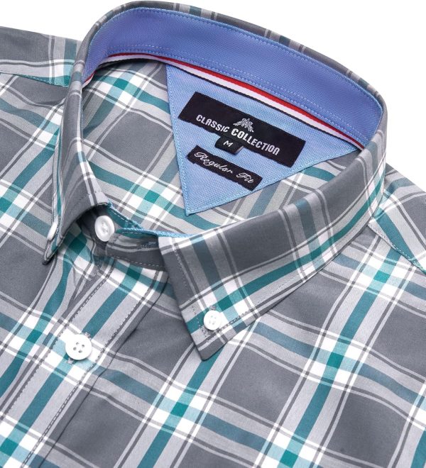 Alimens & Gentle Mens Plaid Short Sleeve Button Down Shirts Cotton Regular Fit Casual Gingham Shirts - Image 38