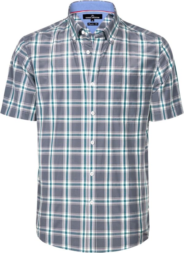 Alimens & Gentle Mens Plaid Short Sleeve Button Down Shirts Cotton Regular Fit Casual Gingham Shirts - Image 41