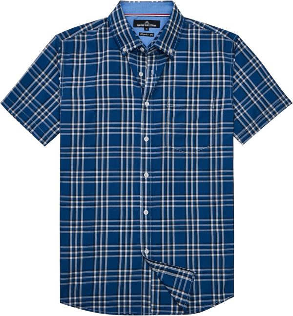 Alimens & Gentle Mens Plaid Short Sleeve Button Down Shirts Cotton Regular Fit Casual Gingham Shirts - Image 43