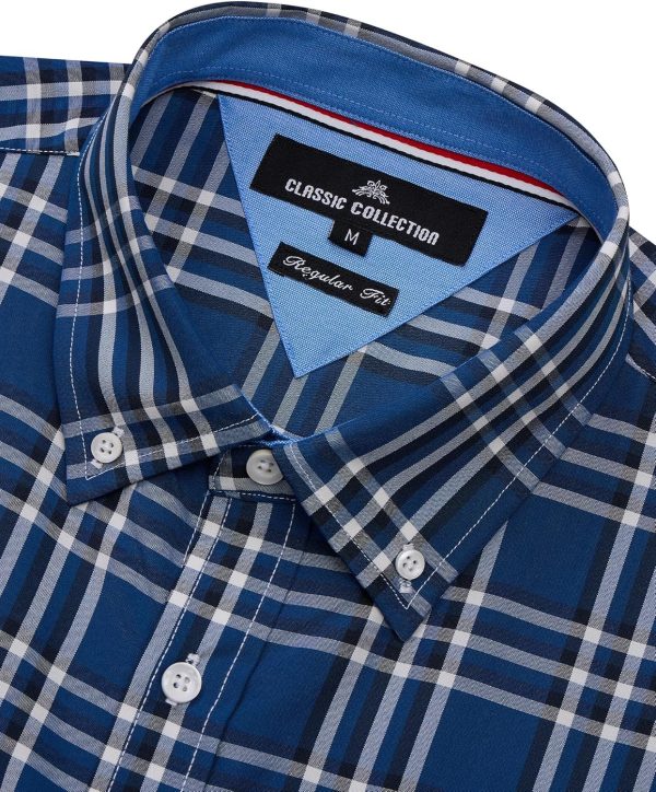 Alimens & Gentle Mens Plaid Short Sleeve Button Down Shirts Cotton Regular Fit Casual Gingham Shirts - Image 44