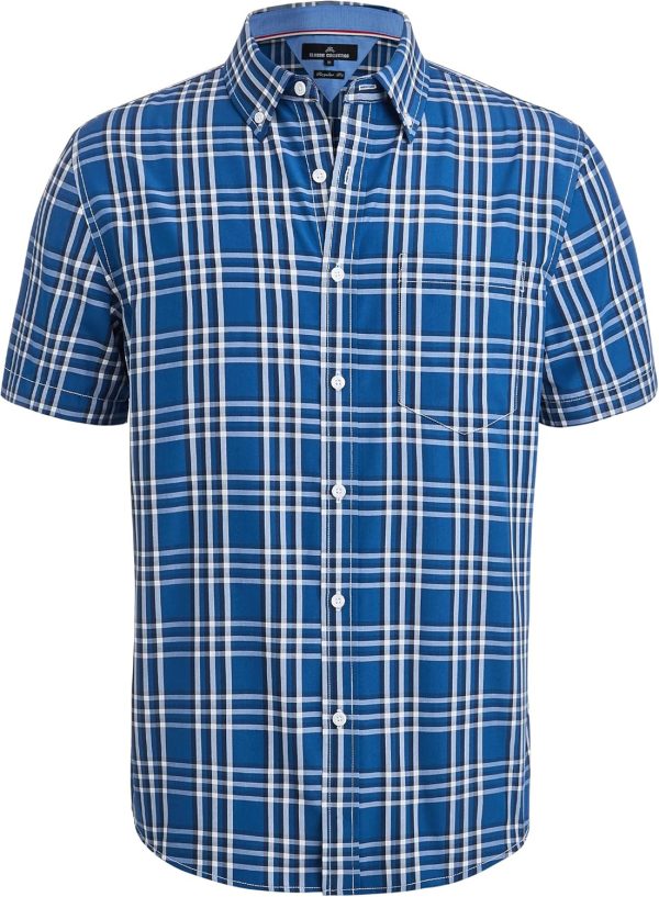 Alimens & Gentle Mens Plaid Short Sleeve Button Down Shirts Cotton Regular Fit Casual Gingham Shirts - Image 47