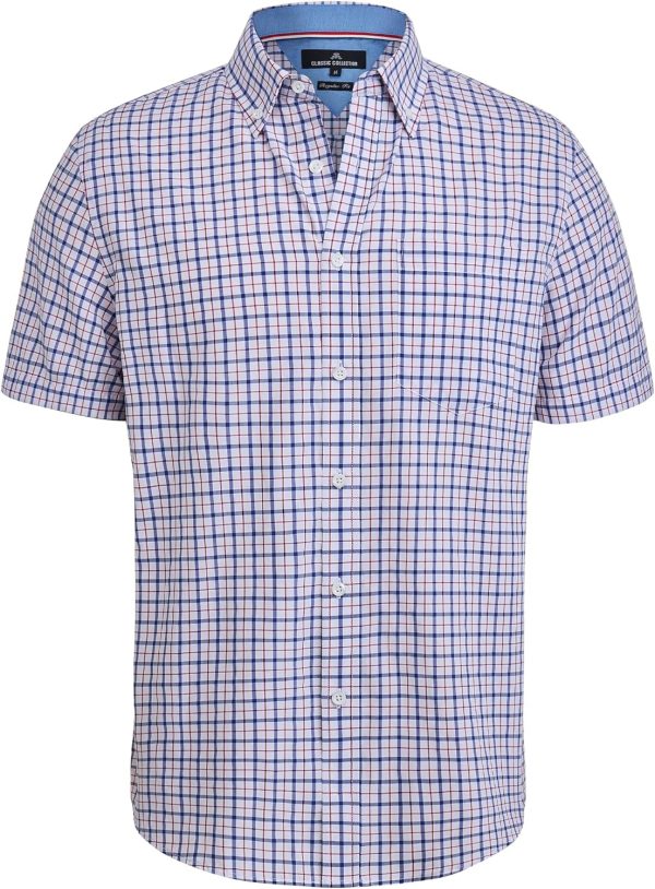 Alimens & Gentle Mens Plaid Short Sleeve Button Down Shirts Cotton Regular Fit Casual Gingham Shirts - Image 53
