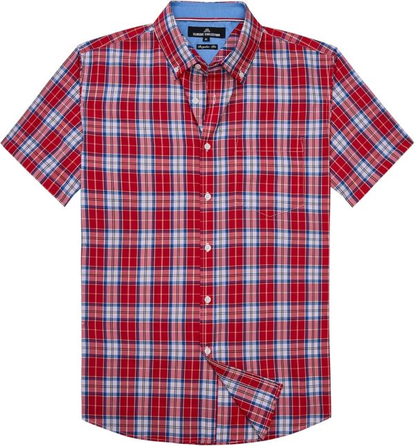 Alimens & Gentle Mens Plaid Short Sleeve Button Down Shirts Cotton Regular Fit Casual Gingham Shirts - Image 55