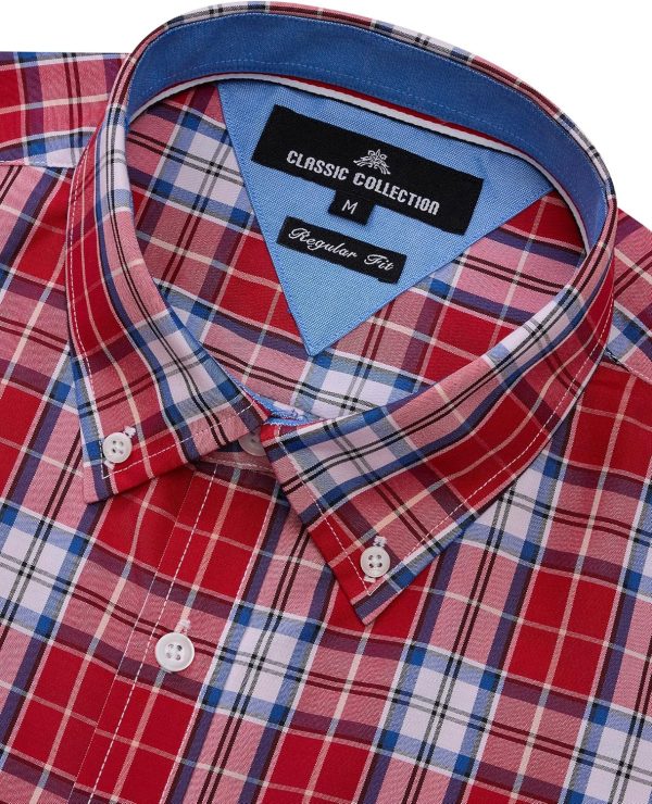 Alimens & Gentle Mens Plaid Short Sleeve Button Down Shirts Cotton Regular Fit Casual Gingham Shirts - Image 56