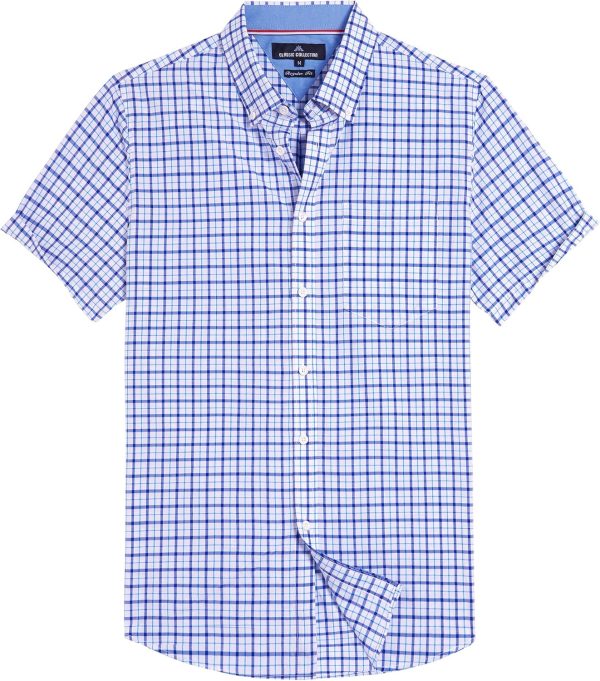 Alimens & Gentle Mens Plaid Short Sleeve Button Down Shirts Cotton Regular Fit Casual Gingham Shirts - Image 61