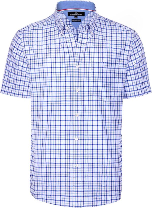 Alimens & Gentle Mens Plaid Short Sleeve Button Down Shirts Cotton Regular Fit Casual Gingham Shirts - Image 65