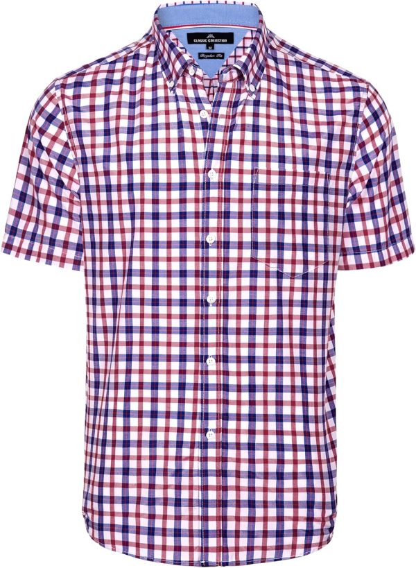 Alimens & Gentle Mens Plaid Short Sleeve Button Down Shirts Cotton Regular Fit Casual Gingham Shirts - Image 71