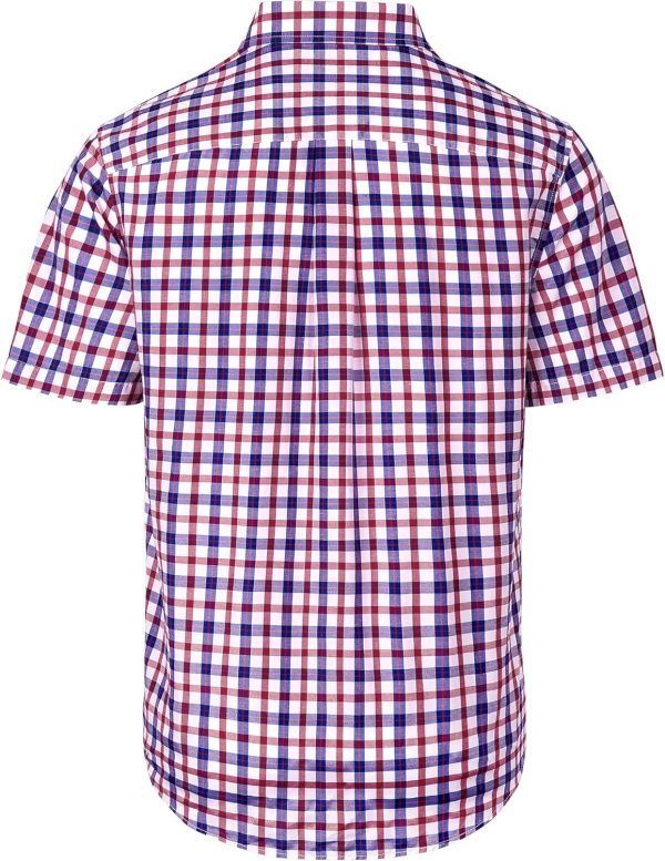 Alimens & Gentle Mens Plaid Short Sleeve Button Down Shirts Cotton Regular Fit Casual Gingham Shirts - Image 72