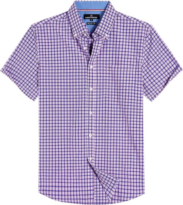 Alimens & Gentle Mens Plaid Short Sleeve Button Down Shirts Cotton Regular Fit Casual Gingham Shirts - Image 79