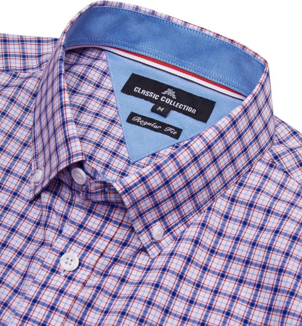 Alimens & Gentle Mens Plaid Short Sleeve Button Down Shirts Cotton Regular Fit Casual Gingham Shirts - Image 80