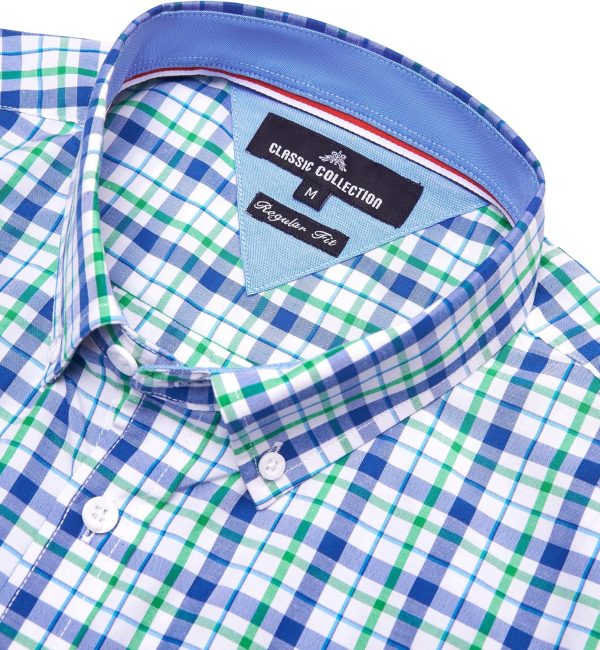Alimens & Gentle Mens Plaid Short Sleeve Button Down Shirts Cotton Regular Fit Casual Gingham Shirts - Image 86