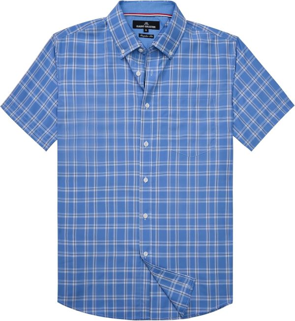 Alimens & Gentle Mens Plaid Short Sleeve Button Down Shirts Cotton Regular Fit Casual Gingham Shirts - Image 91