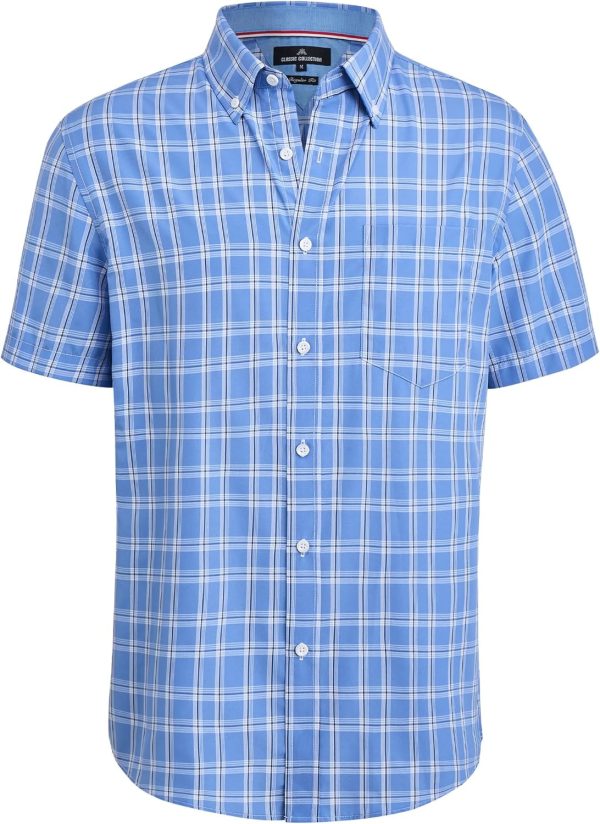 Alimens & Gentle Mens Plaid Short Sleeve Button Down Shirts Cotton Regular Fit Casual Gingham Shirts - Image 95