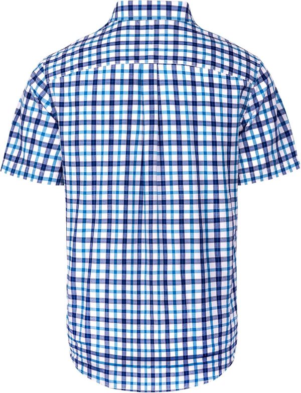 Alimens & Gentle Mens Plaid Short Sleeve Button Down Shirts Cotton Regular Fit Casual Gingham Shirts - Image 102