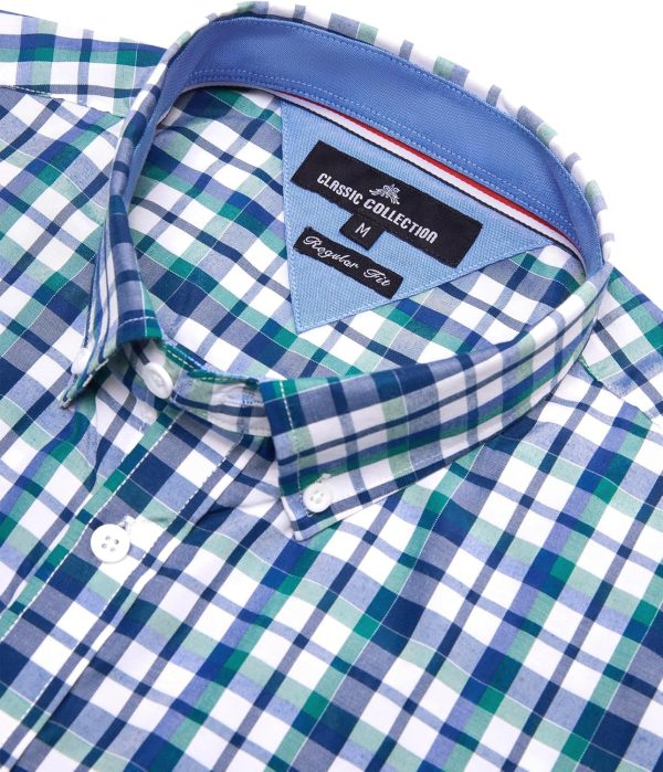Alimens & Gentle Mens Plaid Short Sleeve Button Down Shirts Cotton Regular Fit Casual Gingham Shirts - Image 110