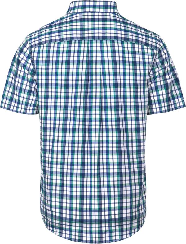 Alimens & Gentle Mens Plaid Short Sleeve Button Down Shirts Cotton Regular Fit Casual Gingham Shirts - Image 114