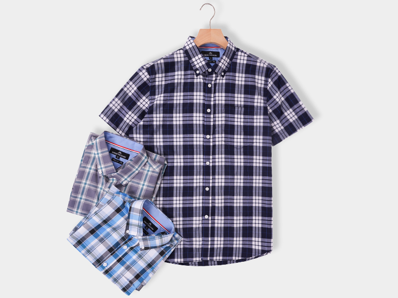 Mens Plaid Short Sleeve