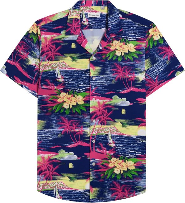 Alimens & Gentle Hawaiian Shirt for Men Summer Beach Casual Short Sleeve Button Down Shirts Printed Tropical Vacation Shirts - Image 59