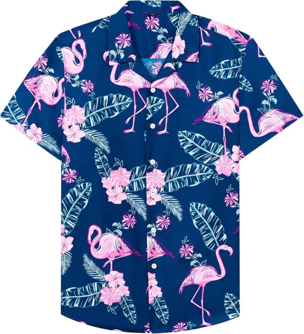 Alimens & Gentle Hawaiian Shirt for Men Summer Beach Casual Short Sleeve Button Down Shirts Printed Tropical Vacation Shirts - Image 76