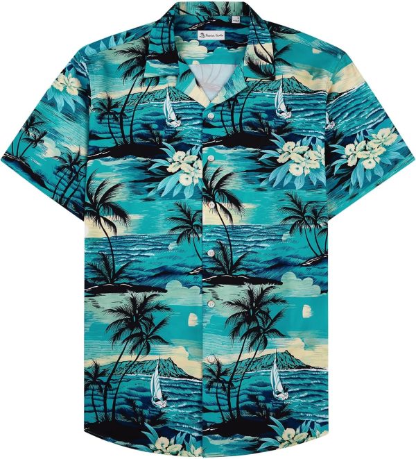 Alimens & Gentle Hawaiian Shirt for Men Summer Beach Casual Short Sleeve Button Down Shirts Printed Tropical Vacation Shirts - Image 85