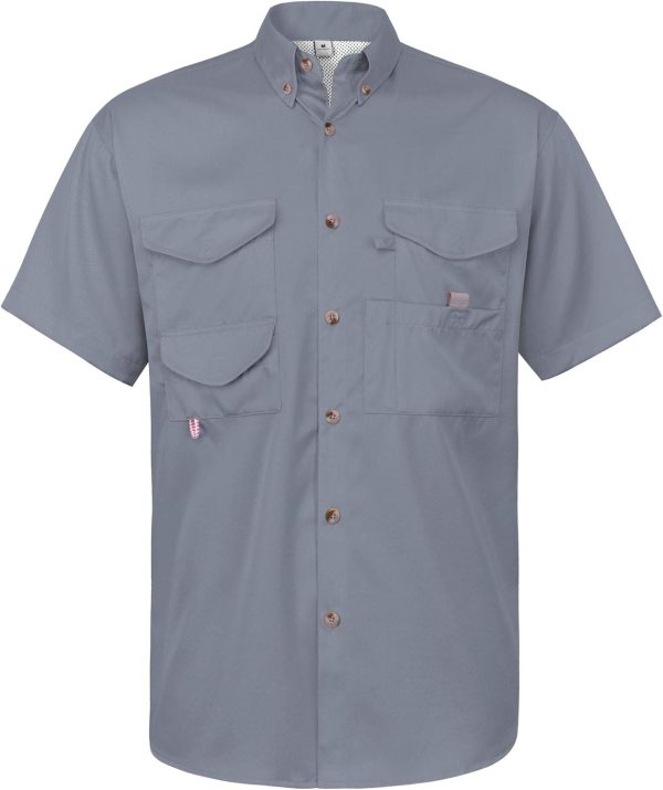 Alimens & Gentle Short Sleeve Fishing Shirt Wicking Fabric Sun Protection Casual Button Down Shirts