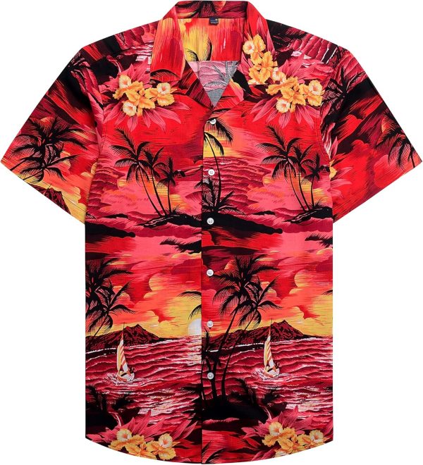 Alimens & Gentle Hawaiian Shirt for Men Summer Beach Casual Short Sleeve Button Down Shirts Printed Tropical Vacation Shirts - Image 89