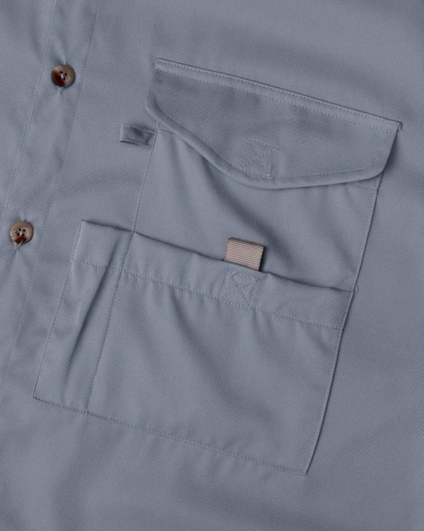 Alimens & Gentle Short Sleeve Fishing Shirt Wicking Fabric Sun Protection Casual Button Down Shirts - Image 5