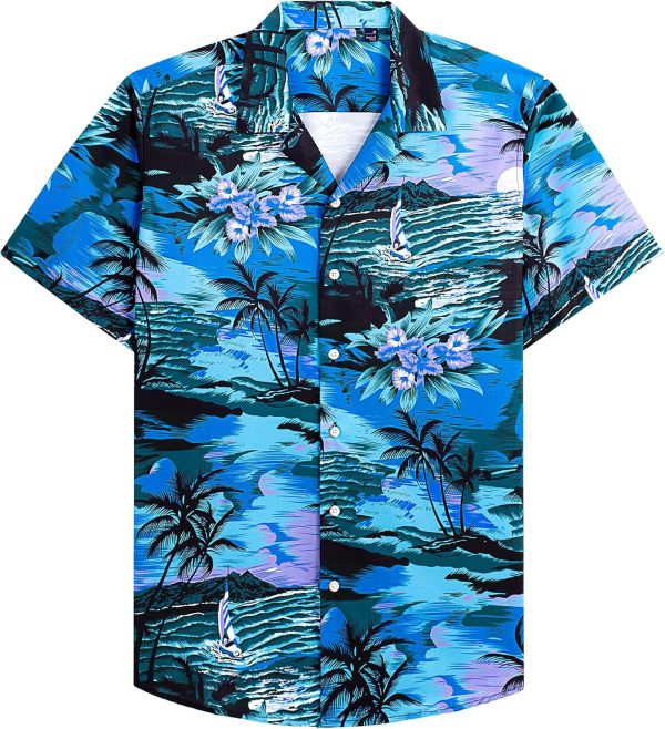 Alimens & Gentle Hawaiian Shirt for Men Summer Beach Casual Short Sleeve Button Down Shirts Printed Tropical Vacation Shirts - Image 97