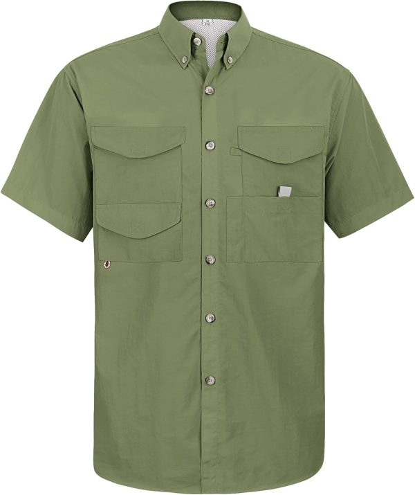 Alimens & Gentle Short Sleeve Fishing Shirt Wicking Fabric Sun Protection Casual Button Down Shirts - Image 15