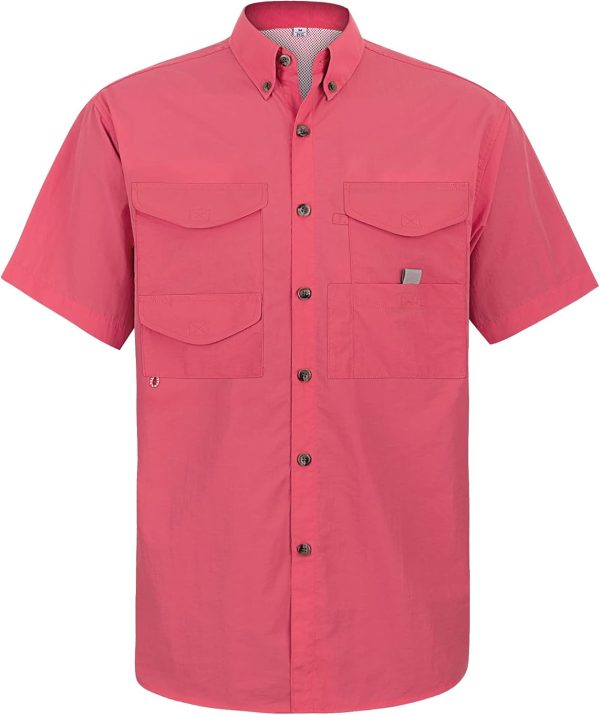 Alimens & Gentle Short Sleeve Fishing Shirt Wicking Fabric Sun Protection Casual Button Down Shirts - Image 20