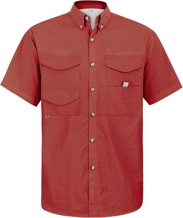 Alimens & Gentle Short Sleeve Fishing Shirt Wicking Fabric Sun Protection Casual Button Down Shirts - Image 27