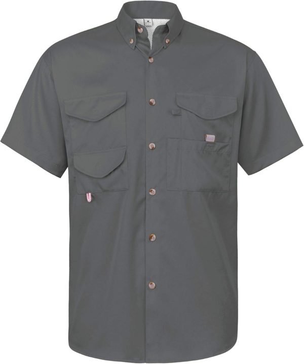 Alimens & Gentle Short Sleeve Fishing Shirt Wicking Fabric Sun Protection Casual Button Down Shirts - Image 33