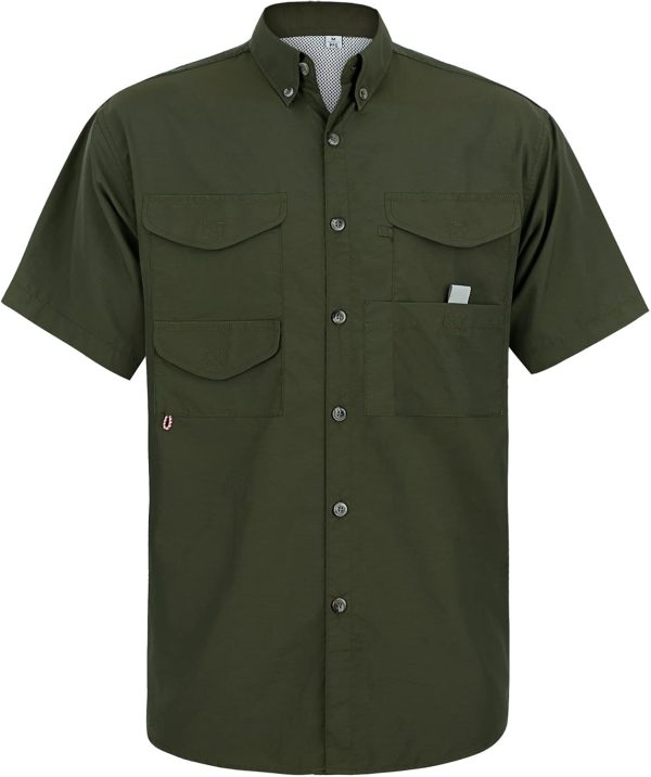 Alimens & Gentle Short Sleeve Fishing Shirt Wicking Fabric Sun Protection Casual Button Down Shirts - Image 40