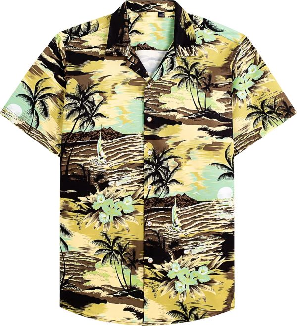 Alimens & Gentle Hawaiian Shirt for Men Summer Beach Casual Short Sleeve Button Down Shirts Printed Tropical Vacation Shirts - Image 117