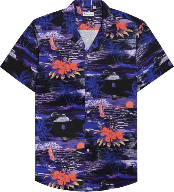Alimens & Gentle Hawaiian Shirt for Men Summer Beach Casual Short Sleeve Button Down Shirts Printed Tropical Vacation Shirts - Image 121