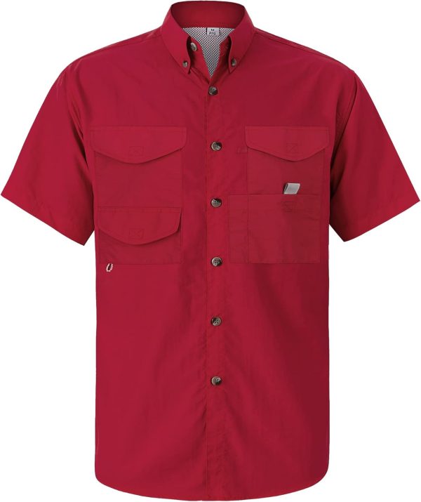 Alimens & Gentle Short Sleeve Fishing Shirt Wicking Fabric Sun Protection Casual Button Down Shirts - Image 68