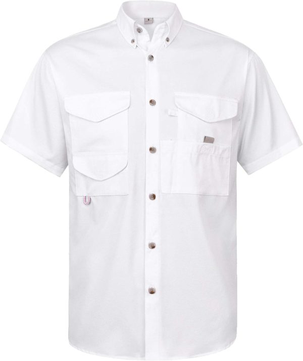 Alimens & Gentle Short Sleeve Fishing Shirt Wicking Fabric Sun Protection Casual Button Down Shirts - Image 96