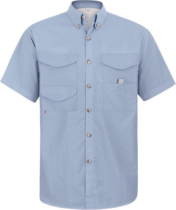Alimens & Gentle Short Sleeve Fishing Shirt Wicking Fabric Sun Protection Casual Button Down Shirts - Image 103