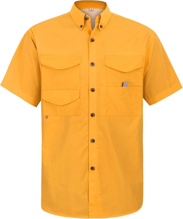 Alimens & Gentle Short Sleeve Fishing Shirt Wicking Fabric Sun Protection Casual Button Down Shirts - Image 116