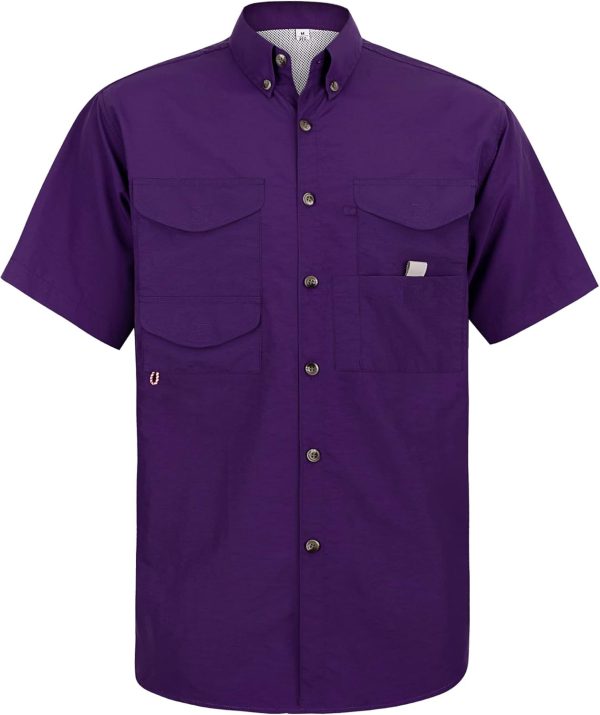 Alimens & Gentle Short Sleeve Fishing Shirt Wicking Fabric Sun Protection Casual Button Down Shirts - Image 137