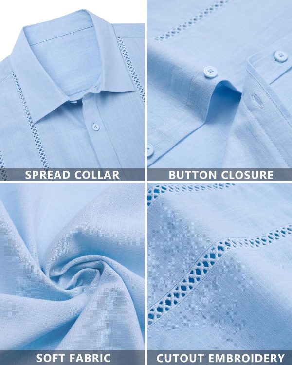 Alimens & Gentle Men's Cuban Guayabera Shirts Cotton Linen Short Sleeve Button Down Shirts Casual Summer Beach Camp Shirt - Image 11