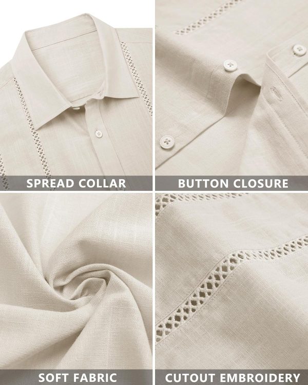 Alimens & Gentle Men's Cuban Guayabera Shirts Cotton Linen Short Sleeve Button Down Shirts Casual Summer Beach Camp Shirt - Image 16