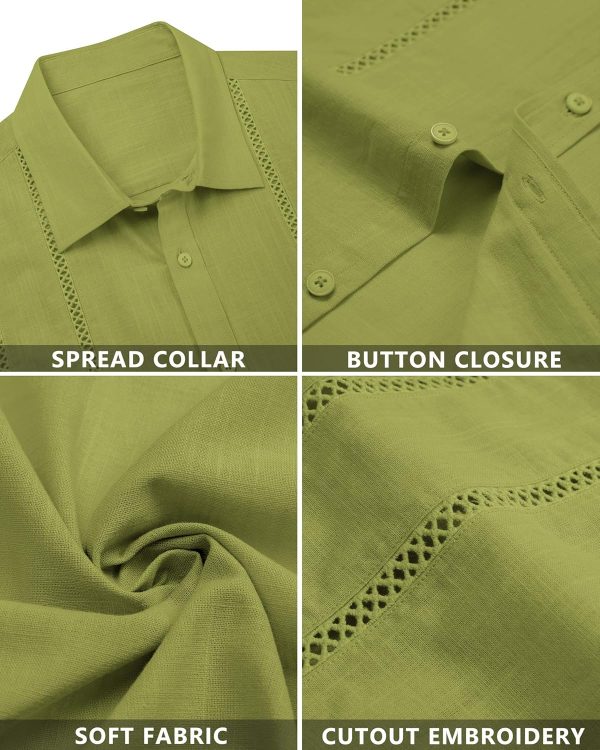 Alimens & Gentle Men's Cuban Guayabera Shirts Cotton Linen Short Sleeve Button Down Shirts Casual Summer Beach Camp Shirt - Image 21