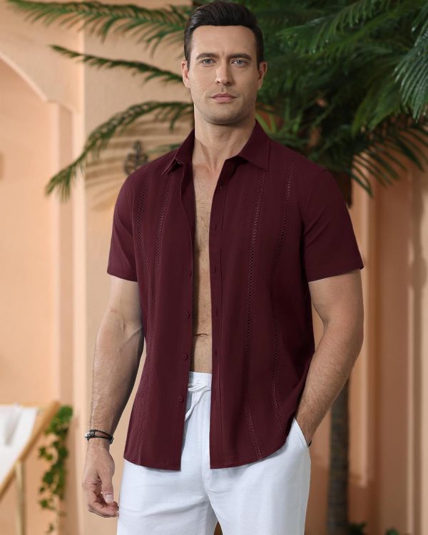 Alimens & Gentle Men's Cuban Guayabera Shirts Cotton Linen Short Sleeve Button Down Shirts Casual Summer Beach Camp Shirt - Image 23