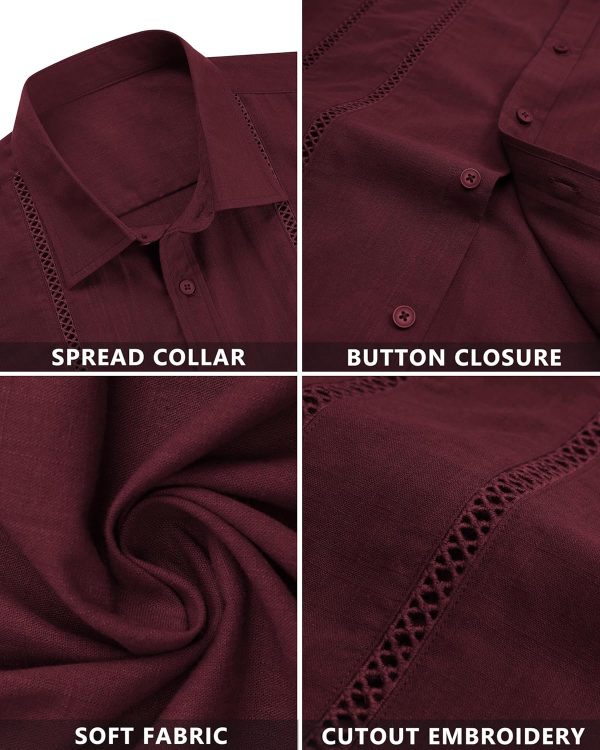 Alimens & Gentle Men's Cuban Guayabera Shirts Cotton Linen Short Sleeve Button Down Shirts Casual Summer Beach Camp Shirt - Image 26
